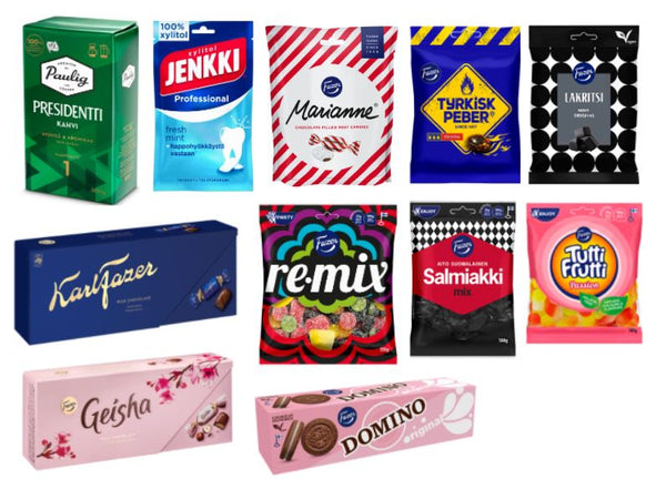 Treats from Finland - includes candies, coffee and cookies - 2.53kg