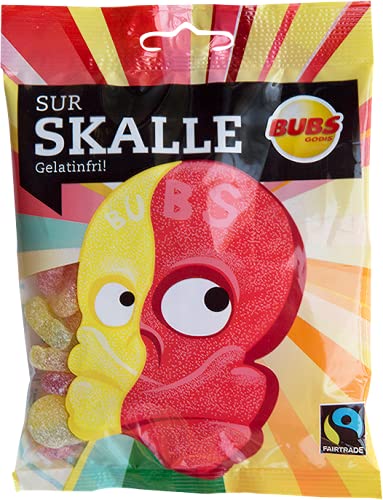 Bubs Godis -Sour Skull Sour jelly candy 90g liquorice Gelatine Free Vegan