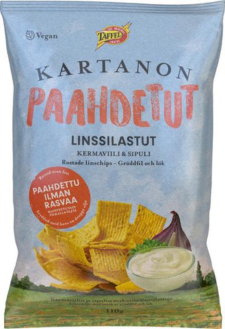 Taffel Kartano roasted lentil chips with cream and onion 110g