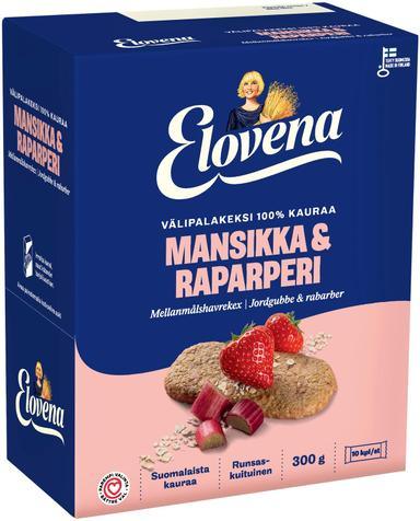 Elovena 10x30g strawberry-rhubarb wholegrain snack 100% oats | Soposopo