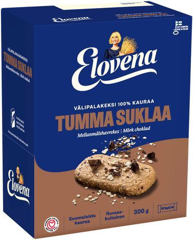 Elovena 10x30g dark chocolate wholegrain snack 100% oats | Soposopo