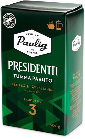 Paulig President Dark Roast Coffee Pan Grind 500g