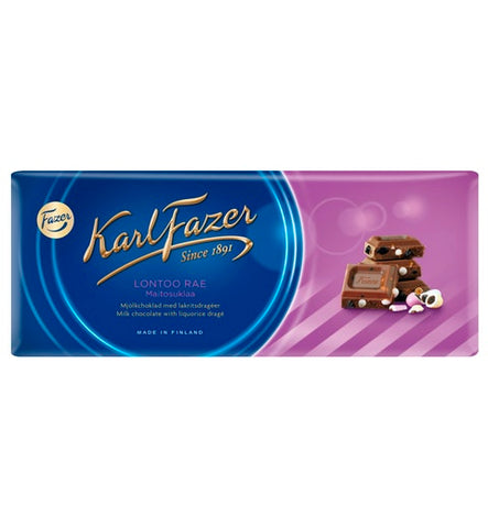 Fazer Karl Fazer Licorice drage in milk Chocolate 1 bar of 200g 7.1oz
