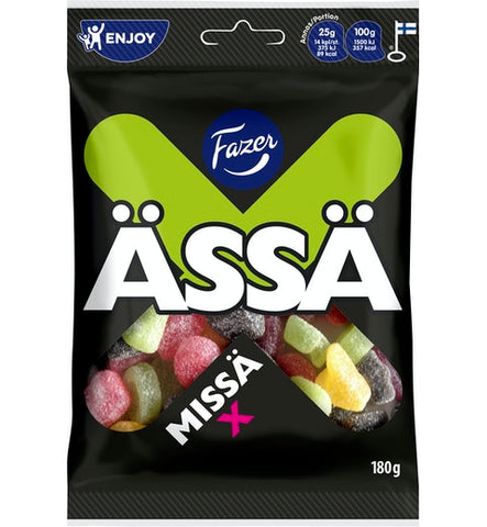 Fazer Assa Missa X wine gums fruit and Licorice Gummy 1 Pack of 180g 6.3oz