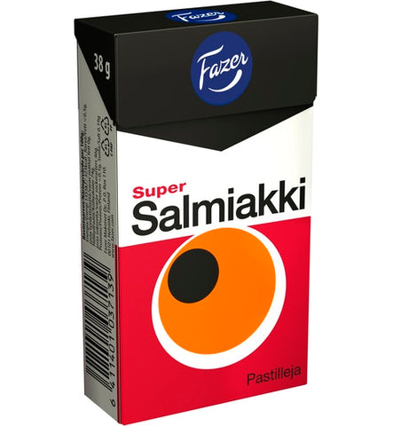 Fazer Super Salmiakki pastilles Candy 1 Box of 38g 1.3oz