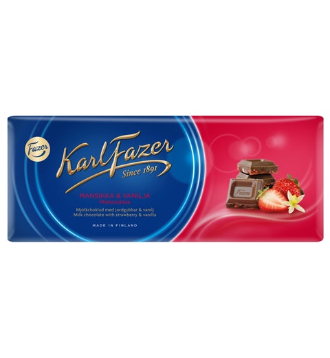 Fazer Karl Fazer Strawberry and vanilla in milk Chocolate 1 bar of 190g 6.7oz