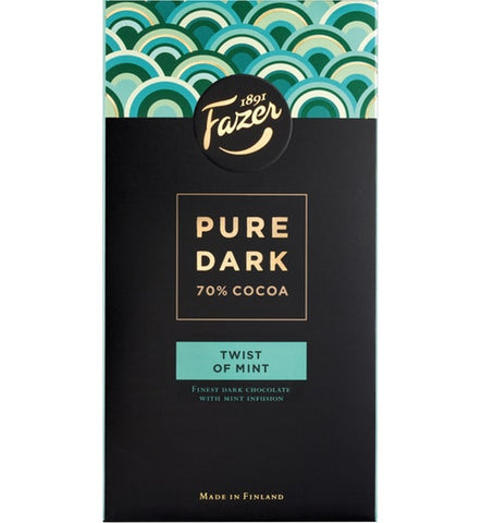 Fazer Pure Dark 70 % cocoa - Twist of Mint Chocolate 1 Pack of 95g 3.4oz