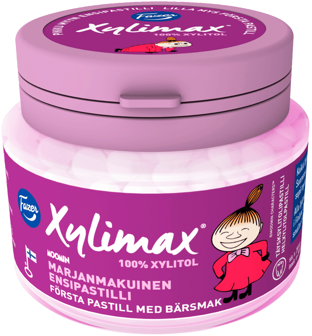 Fazer Xylimax Moomin Pikku My full xylitolpastill 85 g jar | Soposopo