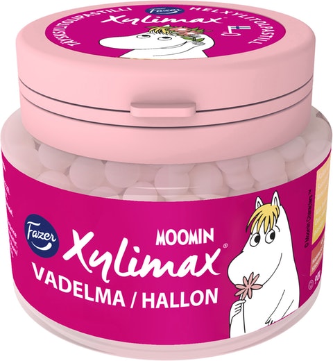 Fazer Xylimax Moomin Raspberry Pastilles 1 Jar of 90g 3.2oz