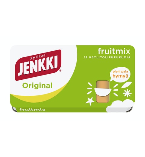 Cloetta Jenkki Xylitol Original Fruitmix Chewing Gum 1Box of 18g 0.6 oz