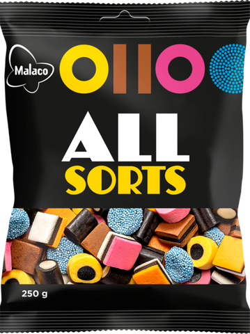 Cloetta Malaco MALACO SUBSORTS LIQUORICE MIXTURE Liquorice 1 Pack of 250g 8.8oz