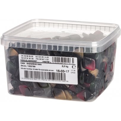 Cloetta Malaco Sirkusaakkoset pick&mix Gummy 1 Box of 2kg 70.5oz