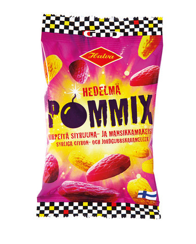 Halva Fruit Pommix Hard lemon & strawberry Licorice 1 Pack of 100g 3.5oz