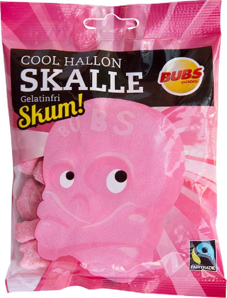Bubs Godis - Cool Raspberry Skull Foam Sour foam candy 90g liquorice Gelatine Free Vegan