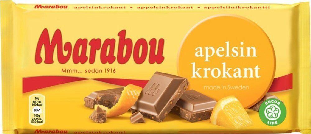 Marabou Orange Crunch Chocolate 1 bar of 200g 7.1oz | Soposopo