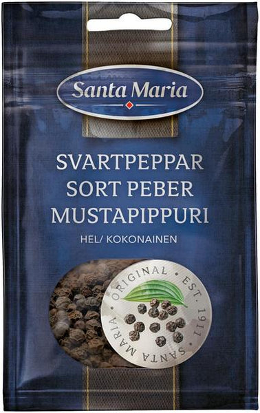 Santa Maria whole Black Pepper, bag 22g