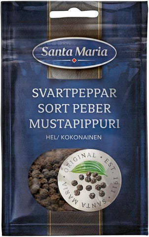 Santa Maria whole Black Pepper, bag 22g