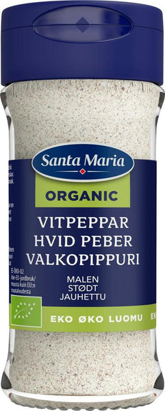 Santa Maria Ground White Pepper Organic, jar 35g