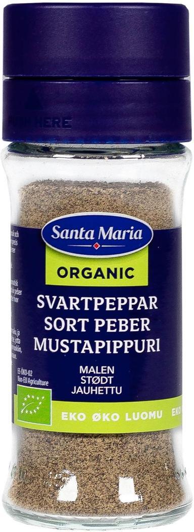 Santa Maria Black Pepper Ground Organic, jar 33g | Soposopo