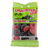 Dragster 1000 Strawberry Licorice 50g Jordgubb - Lakrits - Original - Swedish - Mix - Strawberry & Salty Licorice - Wine Gums - Candies - Sweets