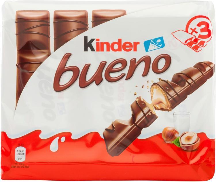 Kinder Bueno 3-pack milk chocolate covered waffle with milky hazelnut filling x 43g | Soposopo