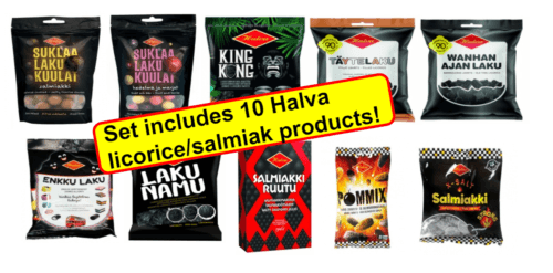 Halva licorice and salmiac sweets candy set - 10 bags - 1,98kg - Soposopo