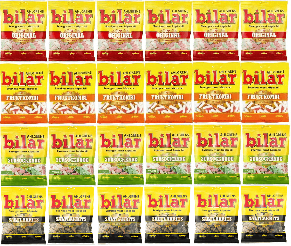 ahlgrens bilar 4 flavor set soft chewy swedish candy cars 24 pack -2 - 0